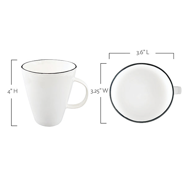 Abbesses Grey Rim Porcelain 16 Piece Dinnerware Set, Service For 4