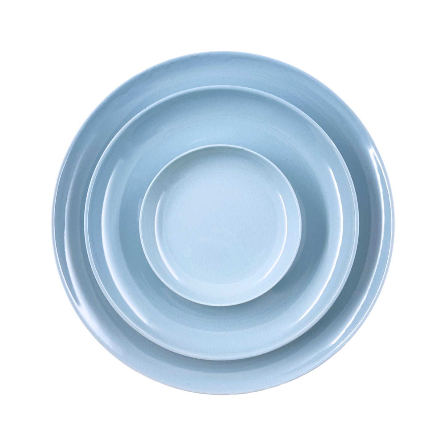 Shell Bisque Blue Porcelain Tidbit Plate, Set of 4