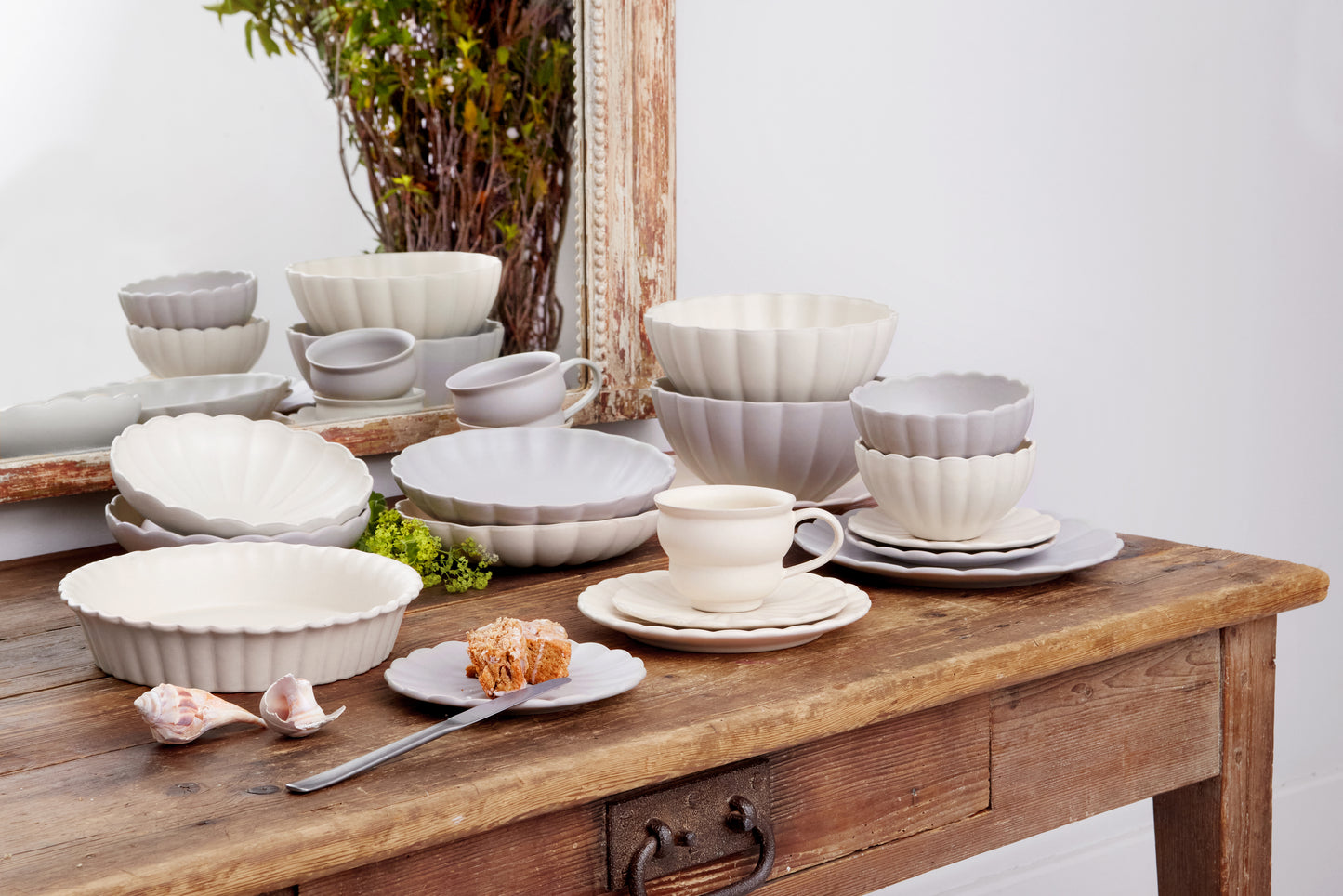 Lafayette Round Fog Stoneware Serving Bowl