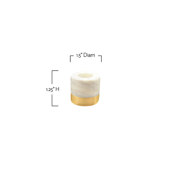 Verona White Marble Taper Holder Set