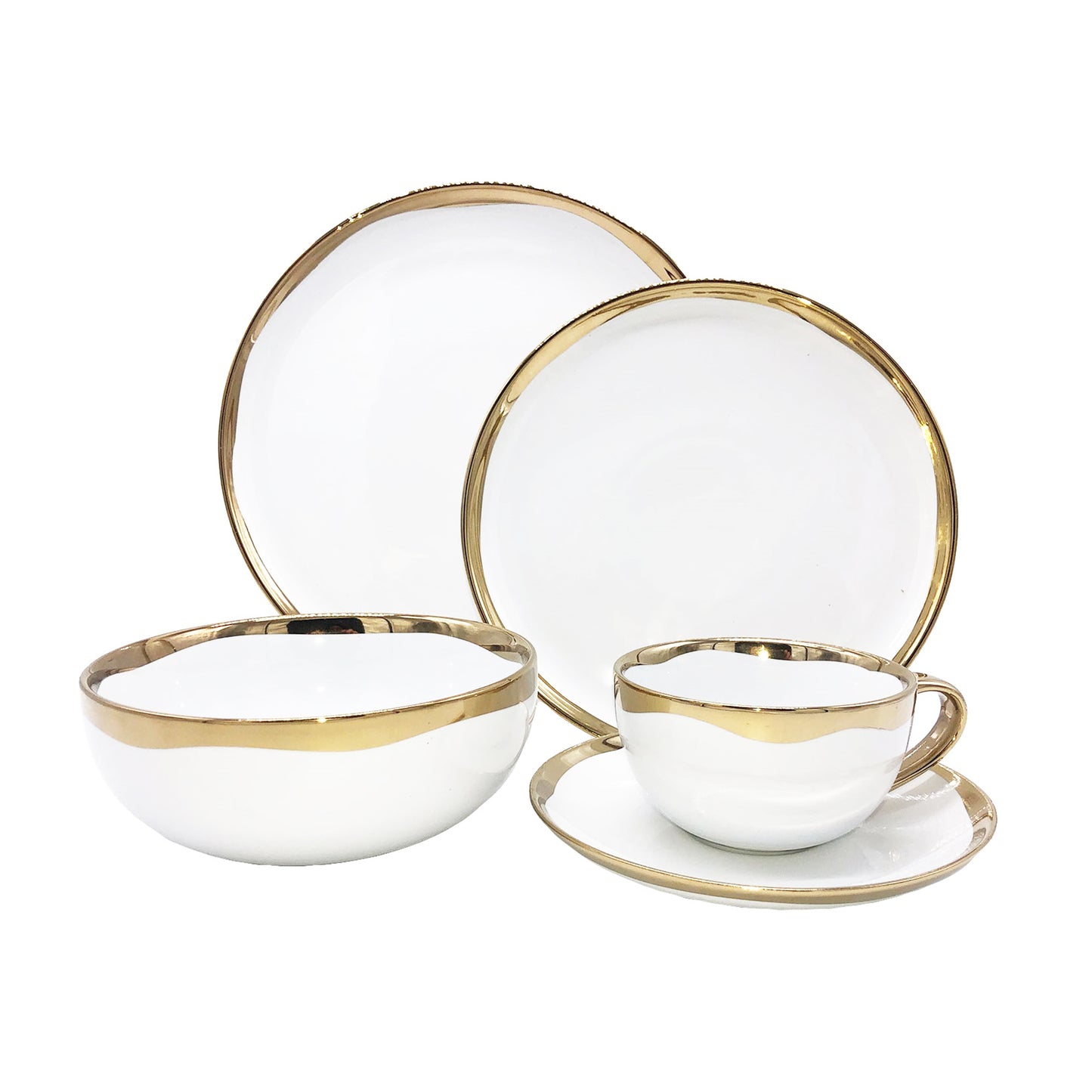 Dauville Gold Metallic Porcelain 20 Piece Dinnerware Set, Service For 4