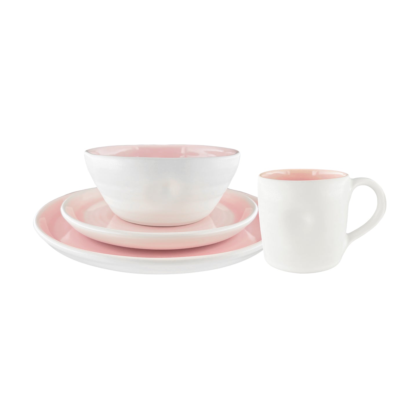 Pinch Pink Stoneware 16 Piece Dinnerware Set, Service For 4