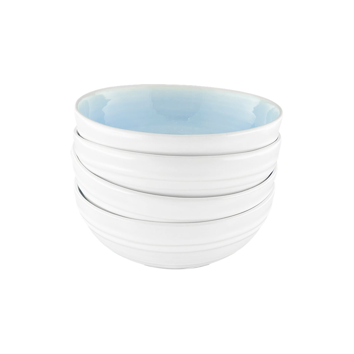 Lines Blue Stoneware 16 Piece Dinnerware Set, Service For 4