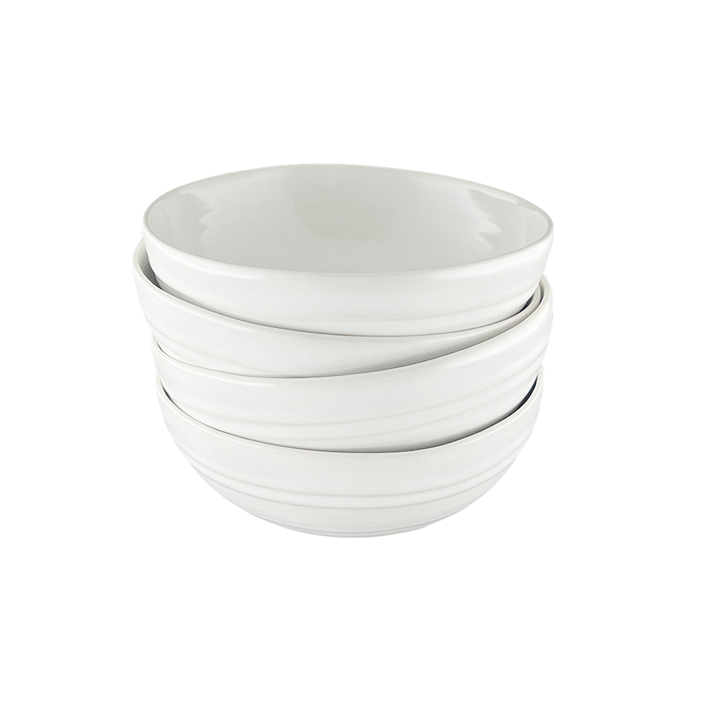 Lines White Stoneware 16 Piece Dinnerware Set, Service For 4
