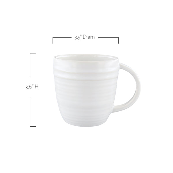Lines White Stoneware Mug, Set of 4