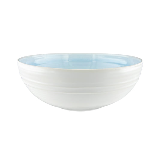 Lines Blue Stoneware Salad Bowl