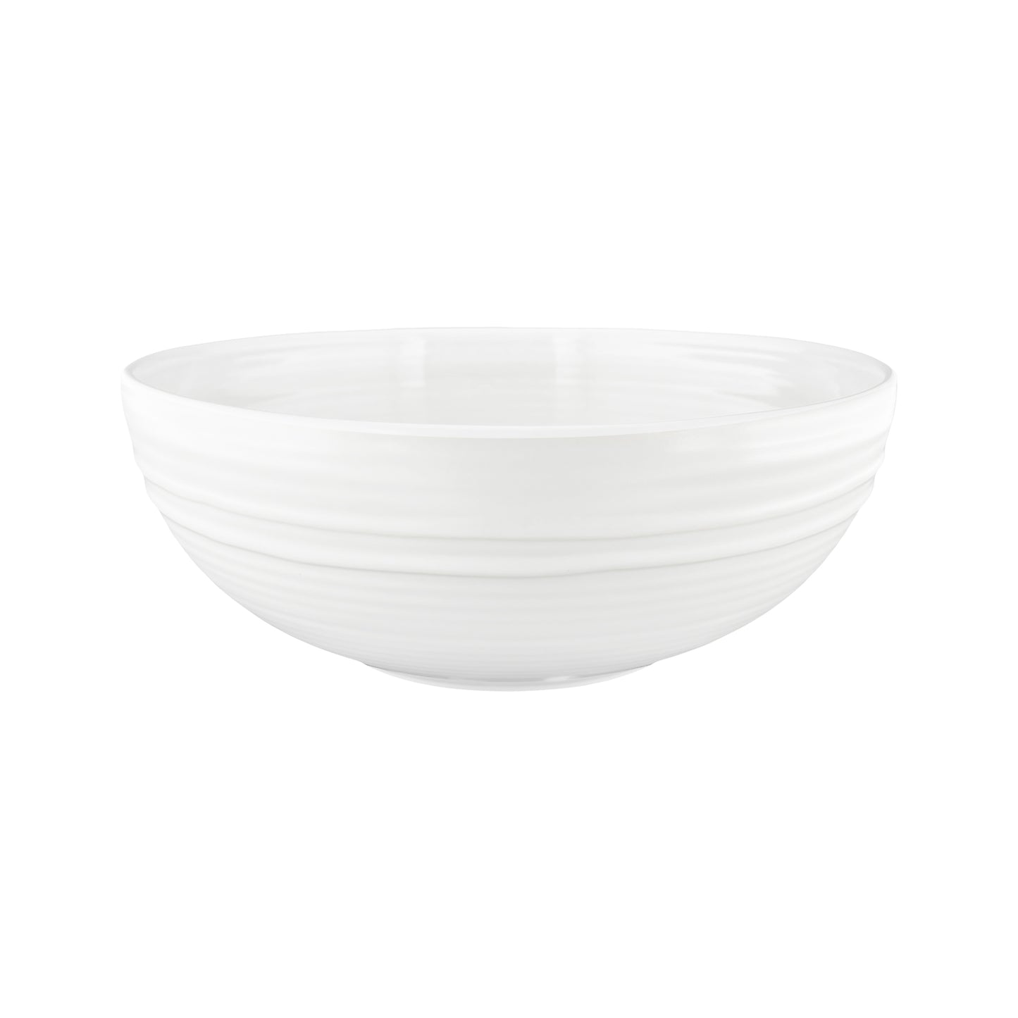 Lines White Stoneware Salad Bowl
