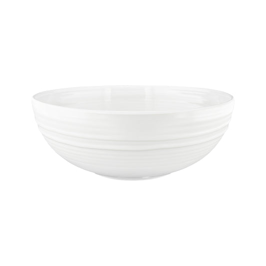Lines White Stoneware Salad Bowl