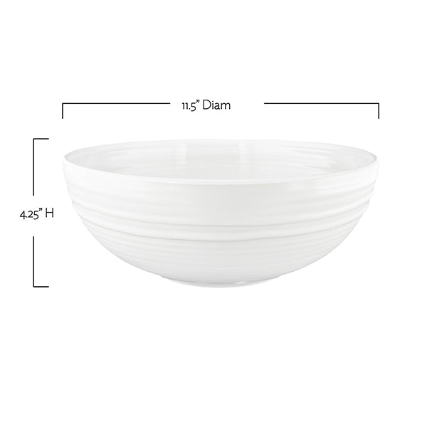 Lines Blue Stoneware Salad Bowl
