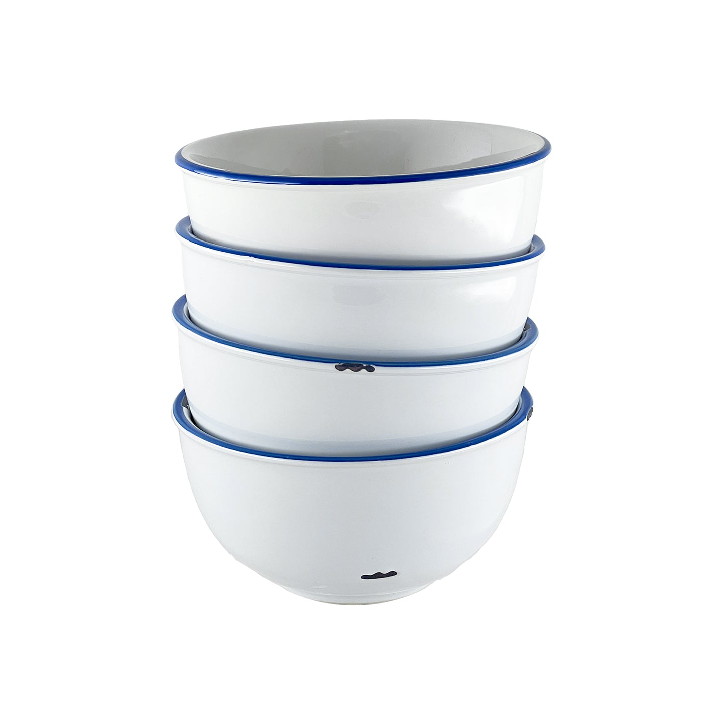 Tinware Blue Rim Stoneware 16 Piece Dinnerware Set, Service For 4