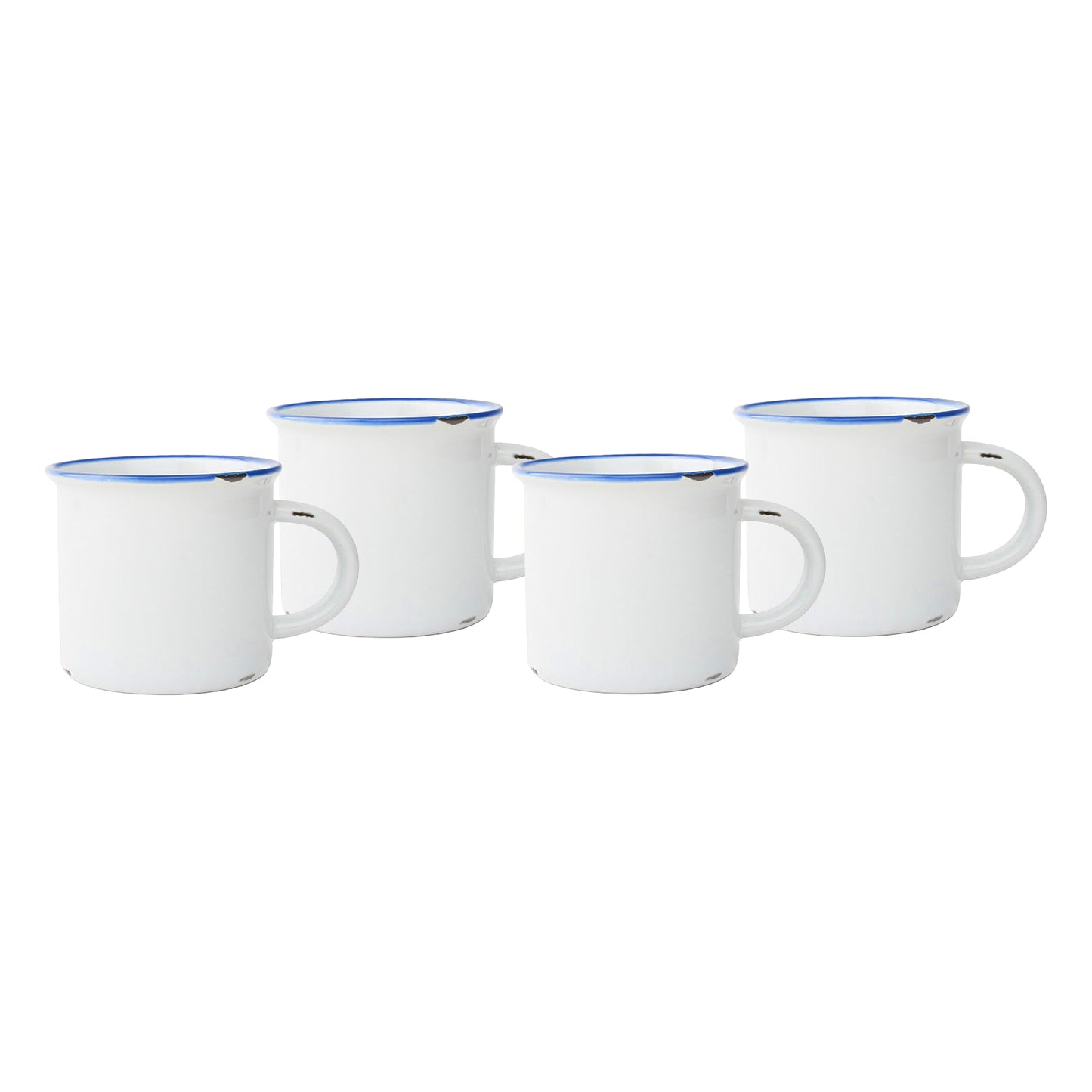 Tinware Blue Rim Stoneware 16 Piece Dinnerware Set, Service For 4
