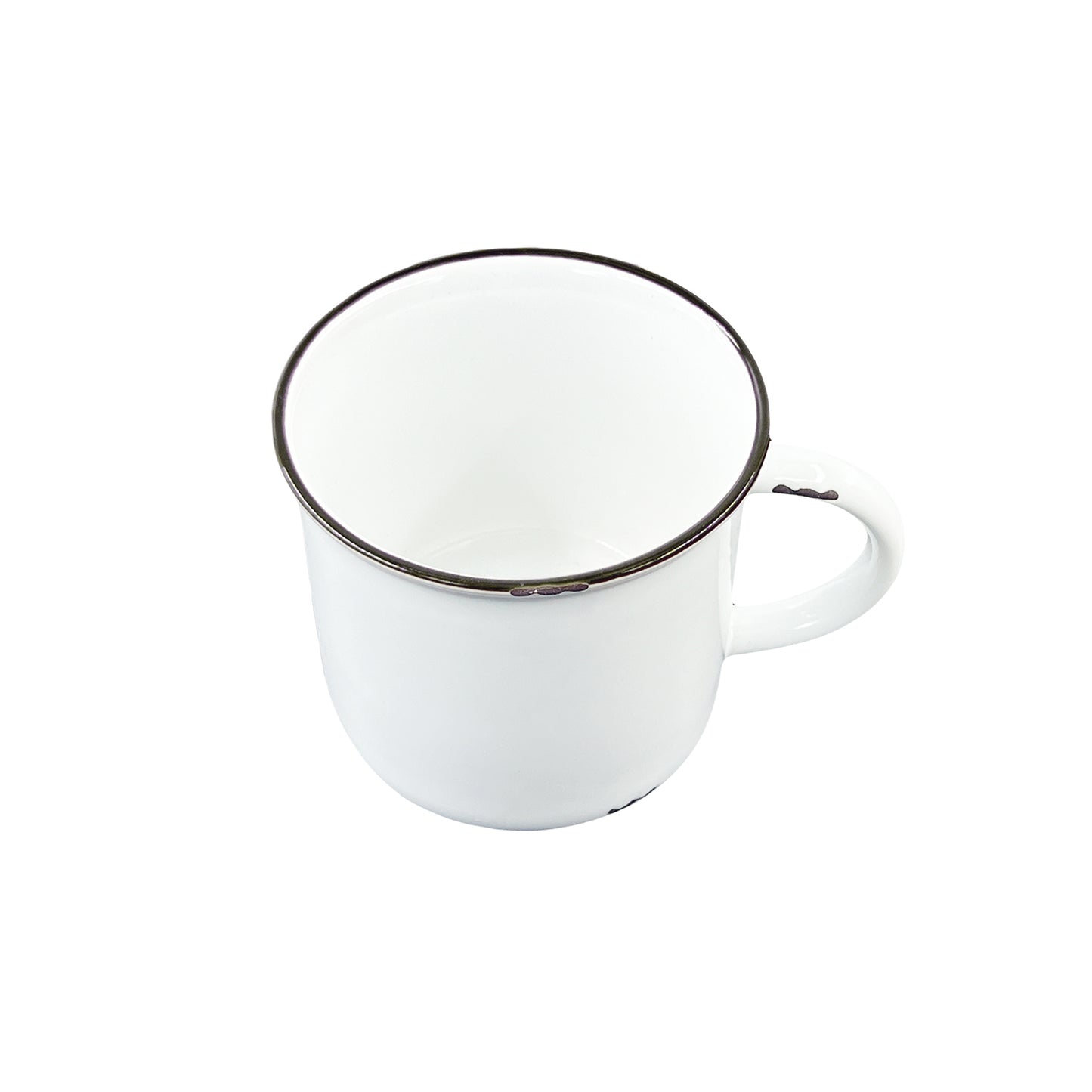 Tinware Mug in White/Slate Rim - Set of 4