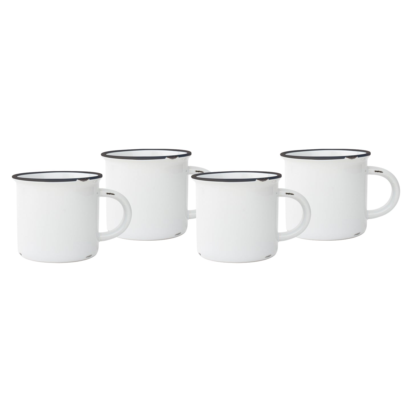 Tinware Mug in White/Slate Rim - Set of 4