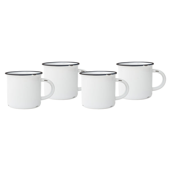 Tinware Mug in White/Slate Rim - Set of 4