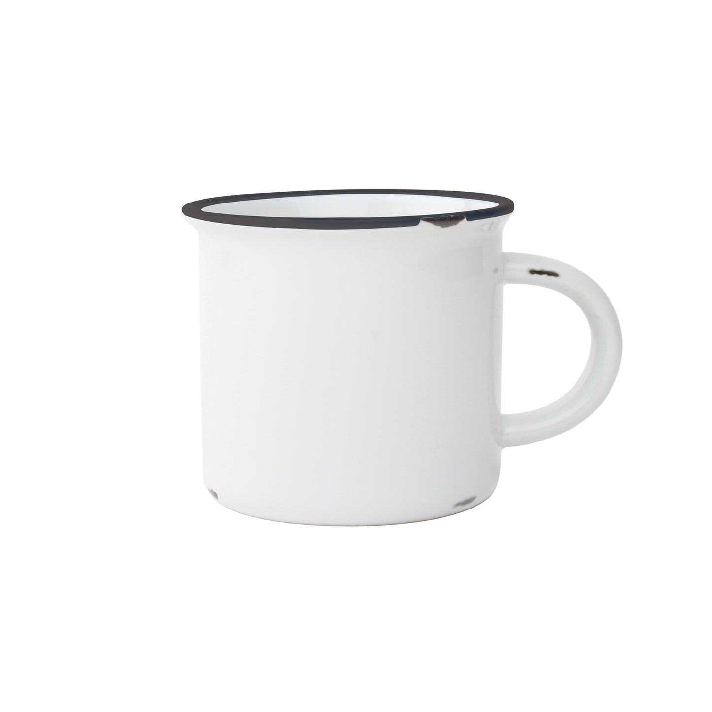 Tinware Mug in White/Slate Rim - Set of 4