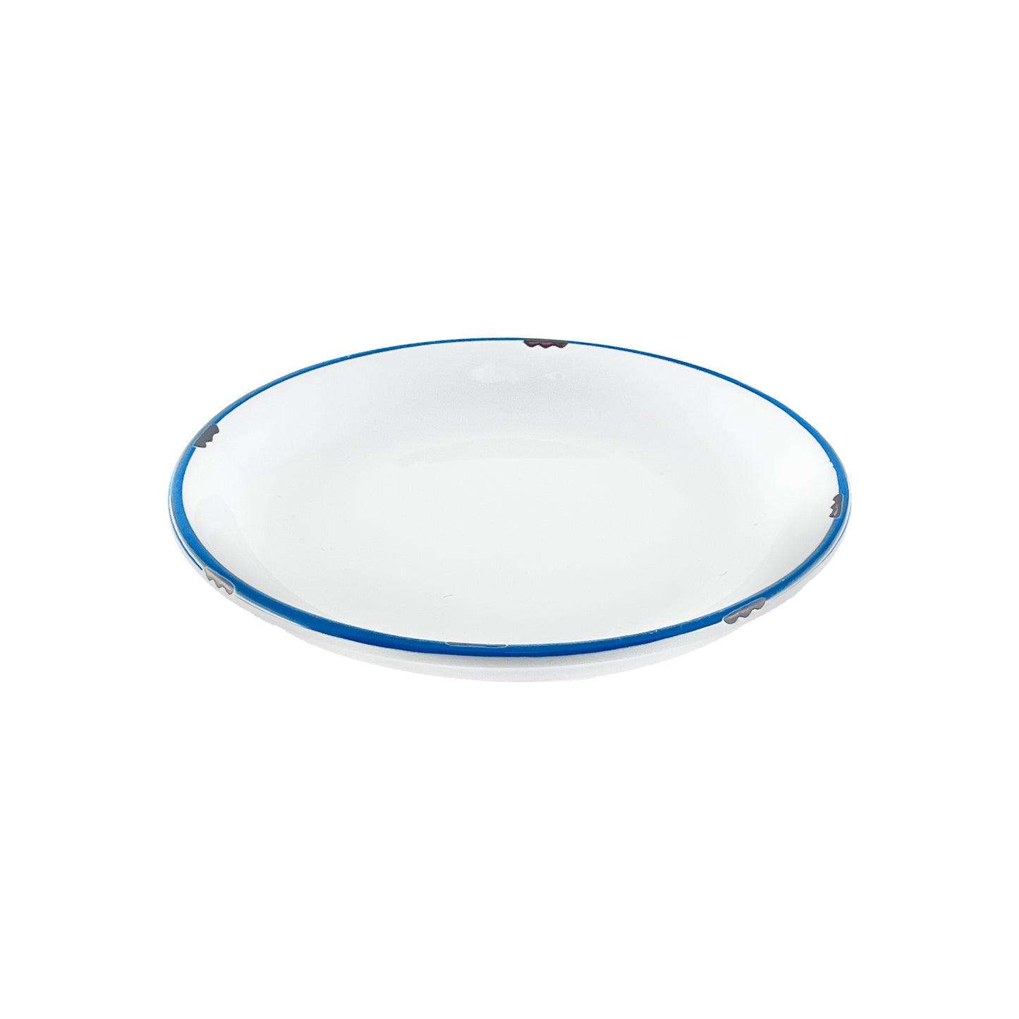 Tinware Salad Plate in White/Blue  - Set of 4