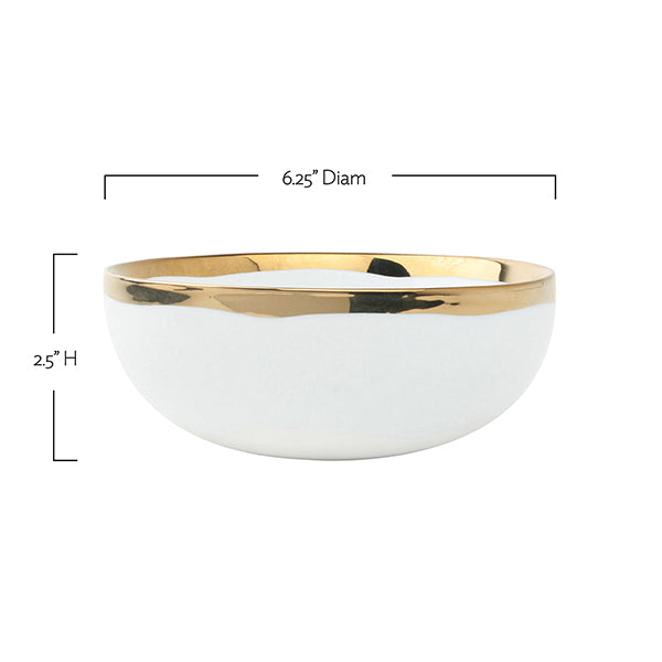 Dauville Gold Metallic Porcelain Cereal Bowl, Set of 4