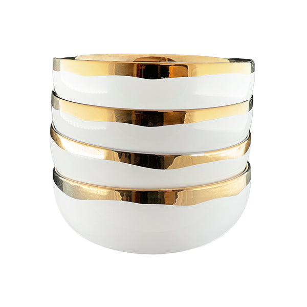 Dauville Gold Metallic Porcelain Cereal Bowl, Set of 4