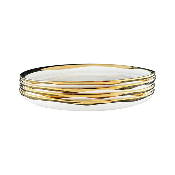 Dauville Gold Metallic Porcelain 20 Piece Dinnerware Set, Service For 4