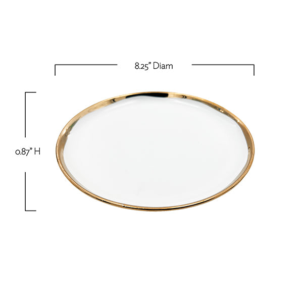 Dauville Gold Metallic Porcelain Salad Plate, Set of 4