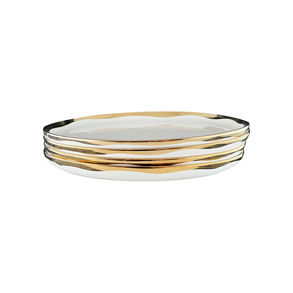 Dauville Gold Metallic Porcelain Salad Plate, Set of 4
