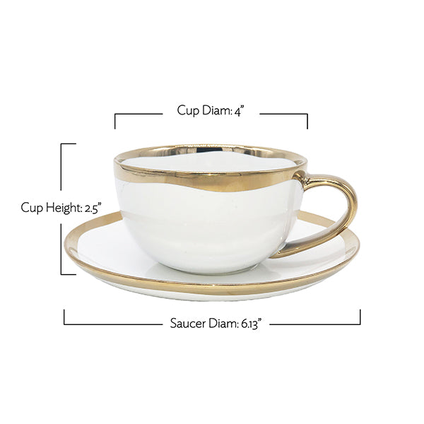 Dauville Platinum Metallic Porcelain Cup & Saucer