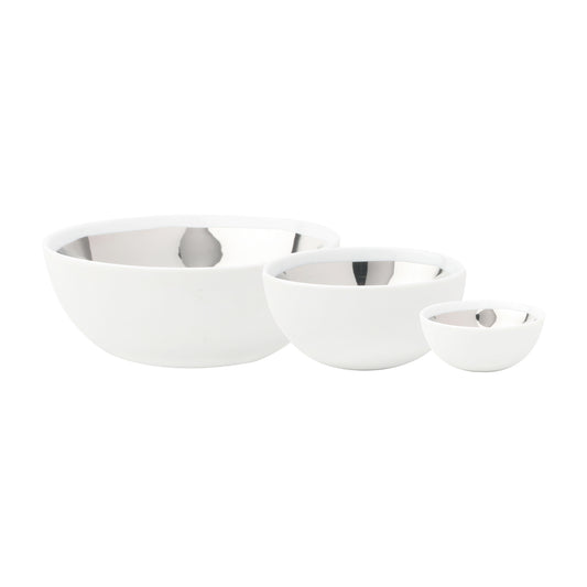 Dauville Platinum Metallic Porcelain Accent Bowls