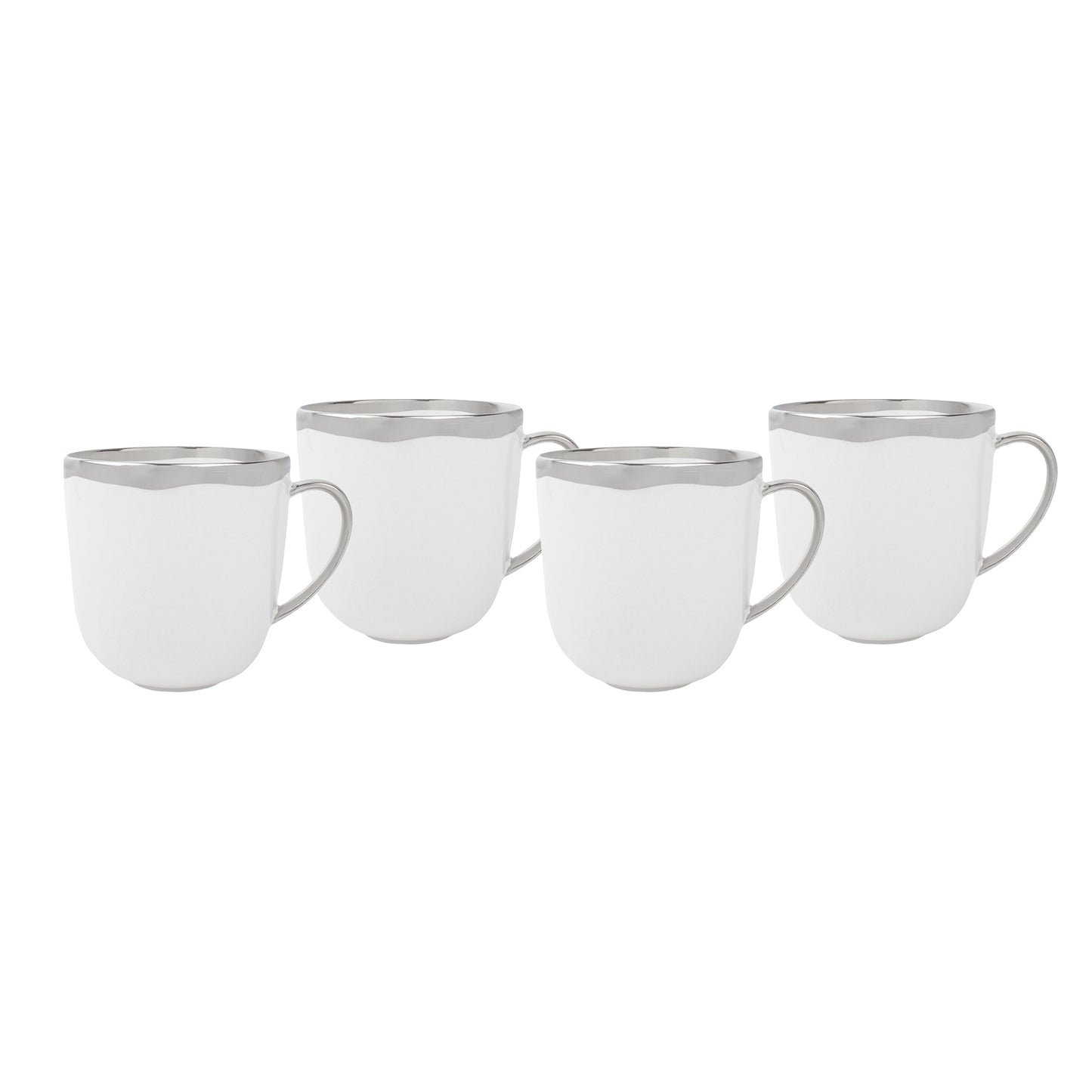 Dauville Platinum Metallic Porcelain Mug, Set of 4
