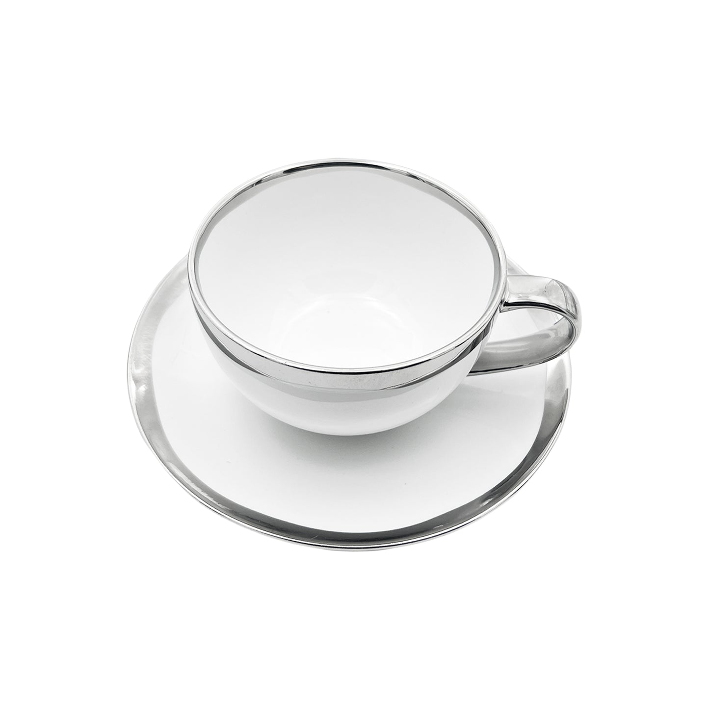Dauville Platinum Metallic Porcelain Cup & Saucer