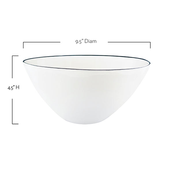 Abbesses Grey Rim Porcelain Serving Bowl, Set of 2