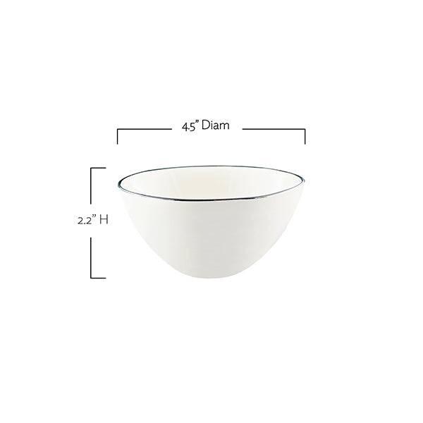 Abbesses Grey Rim Porcelain Small Bowl, Set of 4