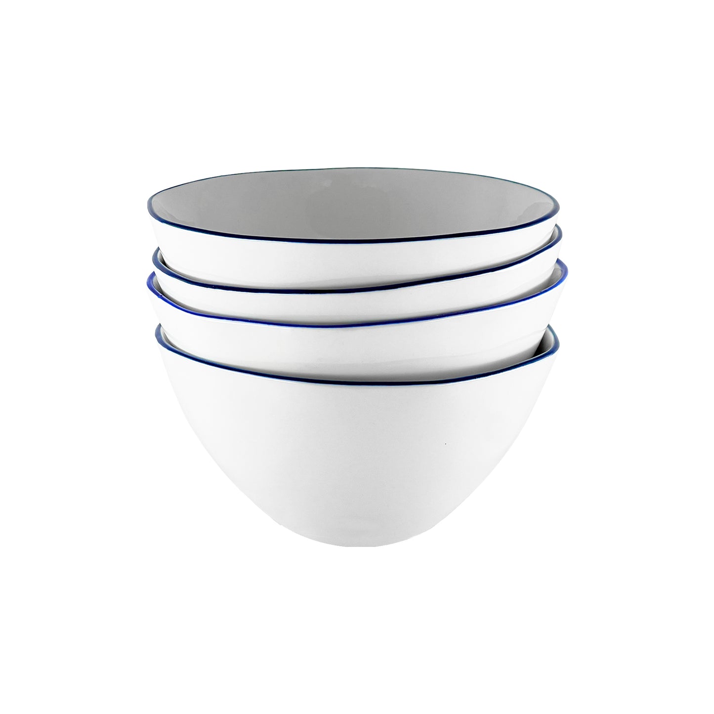 Abbesses Blue Rim Porcelain 16 Piece Dinnerware Set, Service For 4