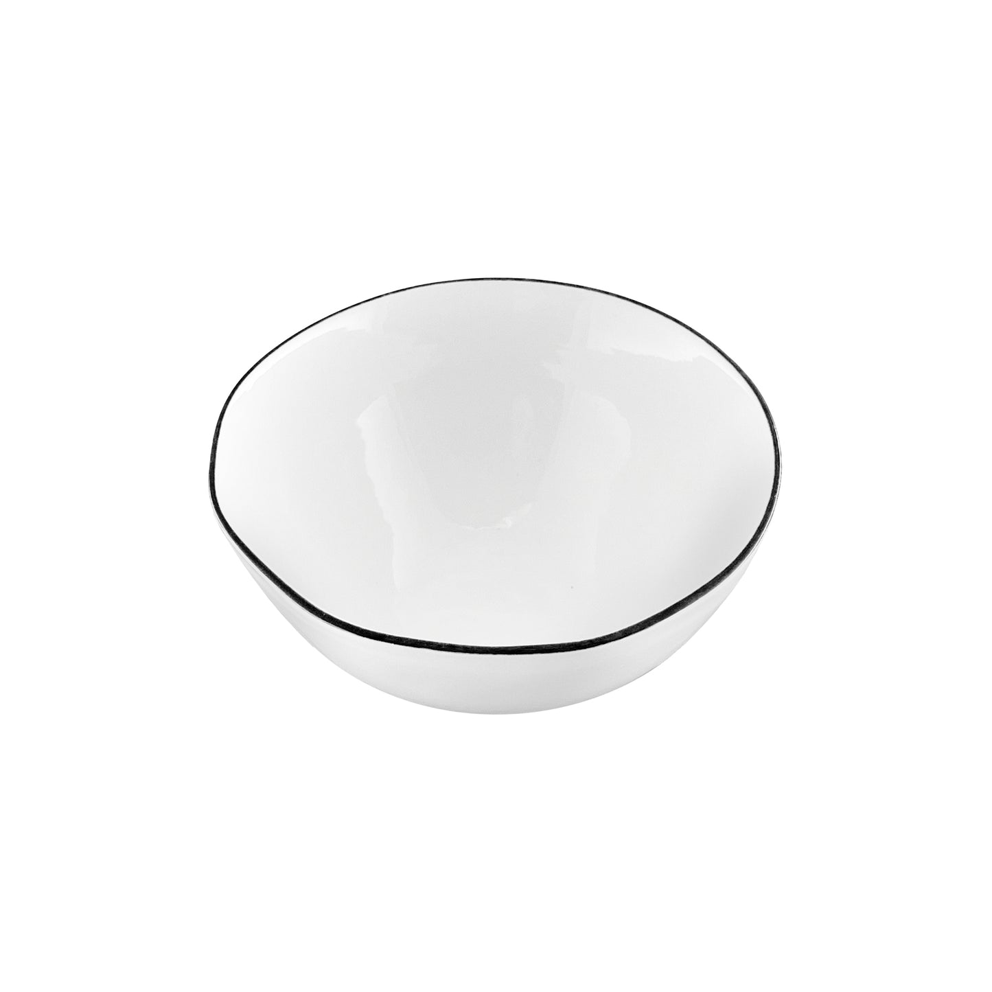 Abbesses Black Rim Porcelain 16 Piece Dinnerware Set, Service For 4