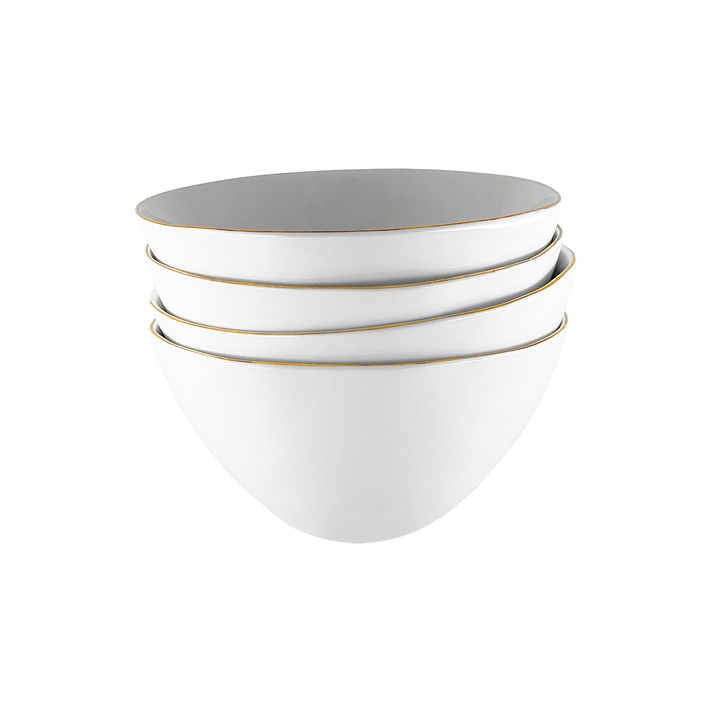 Abbesses Gold Rim Porcelain Cereal Bowl, Set of 4