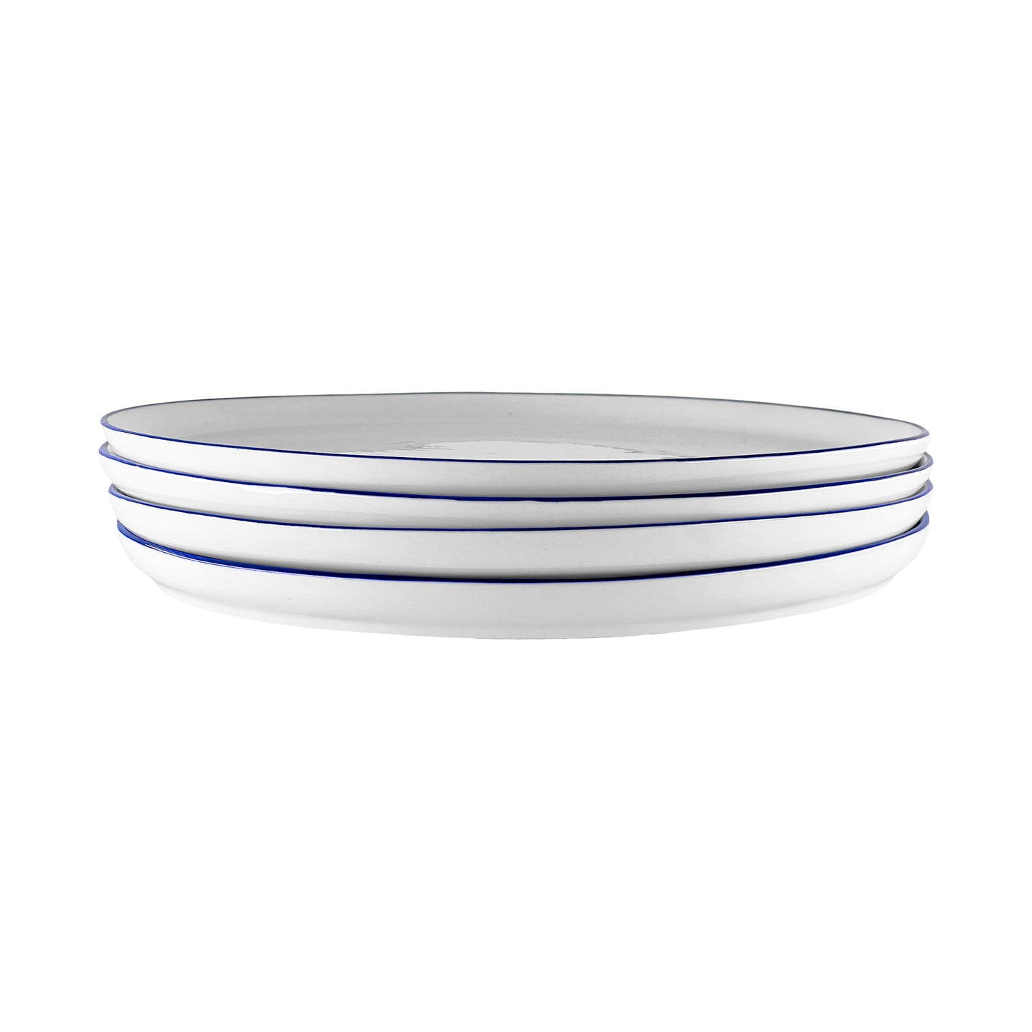 Abbesses Blue Rim Porcelain 16 Piece Dinnerware Set, Service For 4