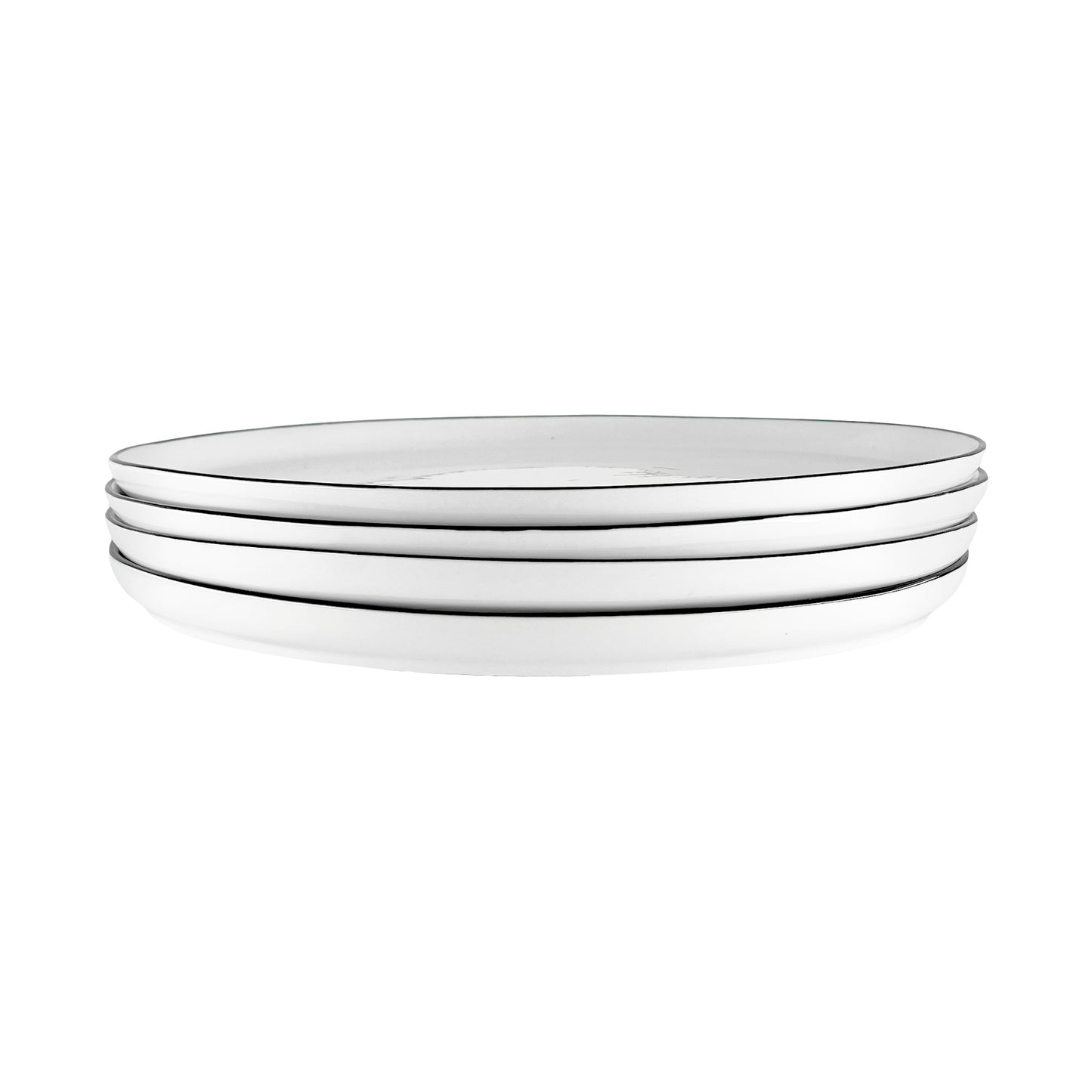 Abbesses Black Rim Porcelain 16 Piece Dinnerware Set, Service For 4