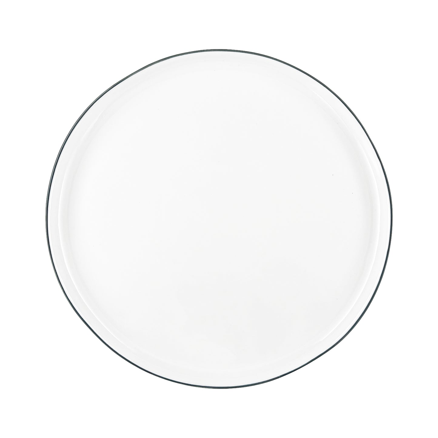 Abbesses Black Rim Porcelain 16 Piece Dinnerware Set, Service For 4
