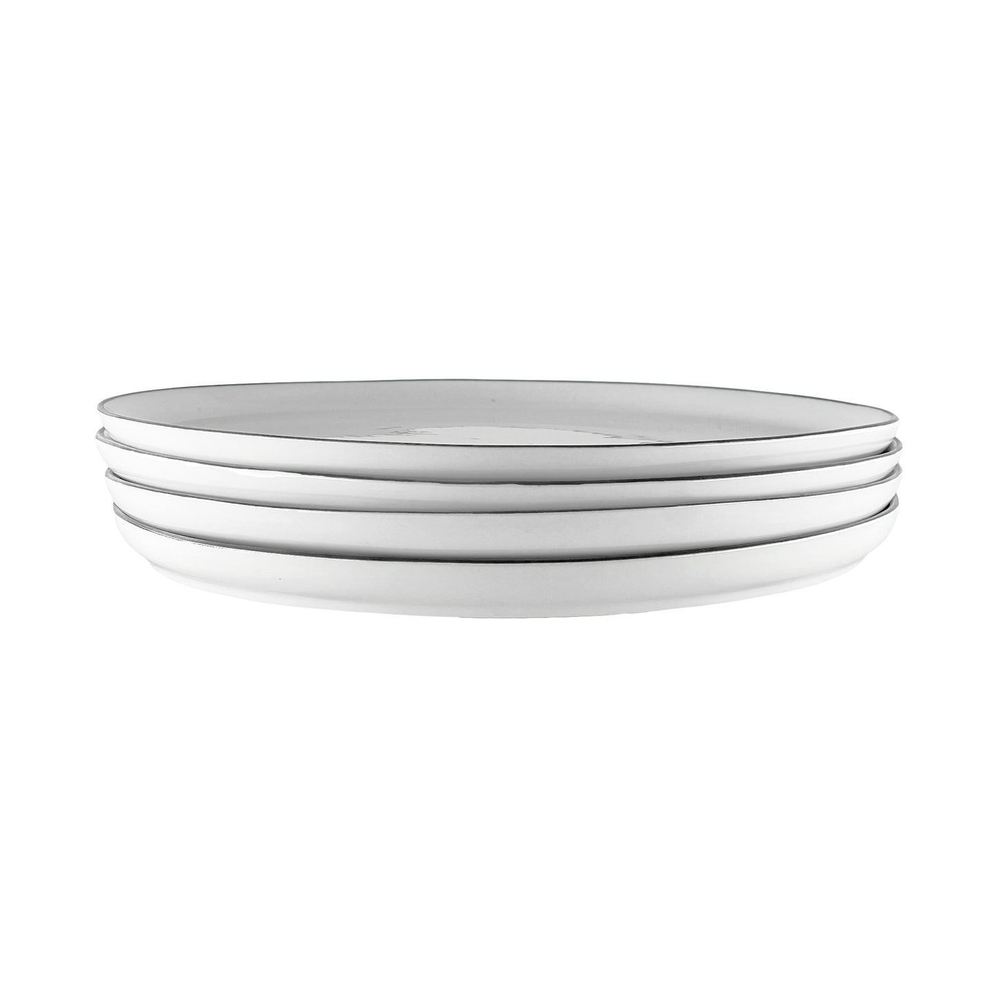 Abbesses Grey Rim Porcelain 16 Piece Dinnerware Set, Service For 4