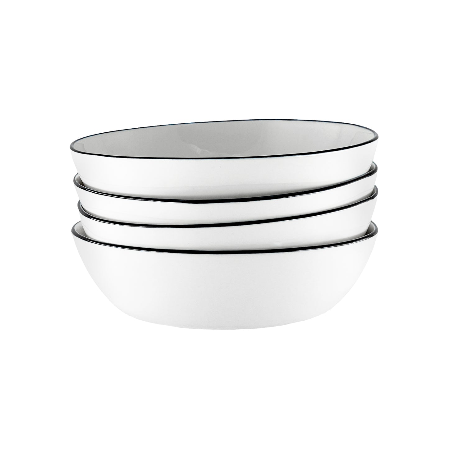Abbesses Black Rim Porcelain Pasta Bowl, Set of 4