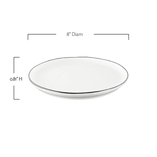 Abbesses Blue Rim Porcelain Salad Plate, Set of 4