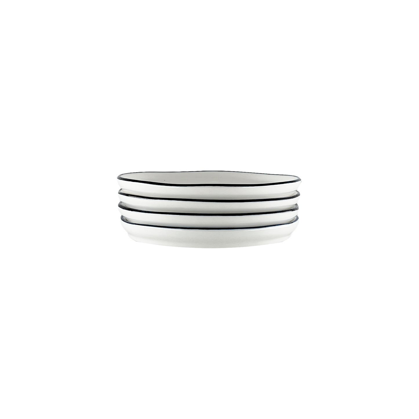 Abbesses Black Rim Porcelain Tidbit Plate, Set of 4