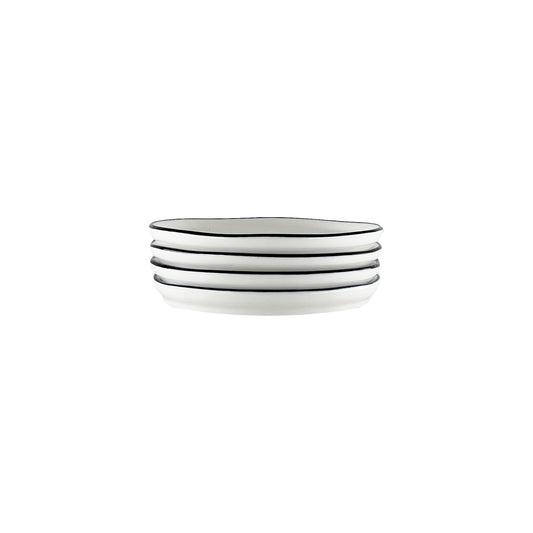 Abbesses Black Rim Porcelain Tidbit Plate, Set of 4