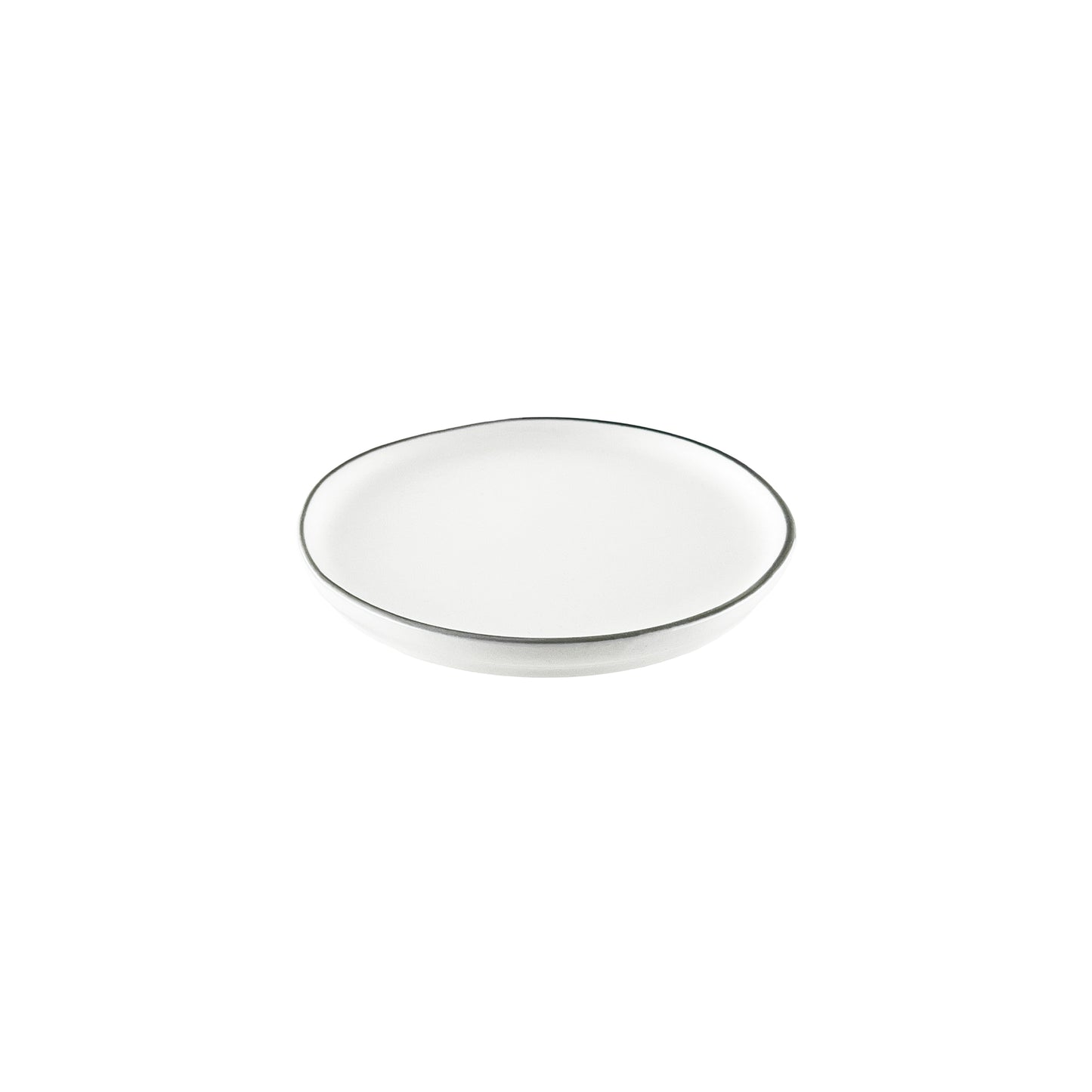 Abbesses Grey Rim Porcelain Tidbit Plate, Set of 4