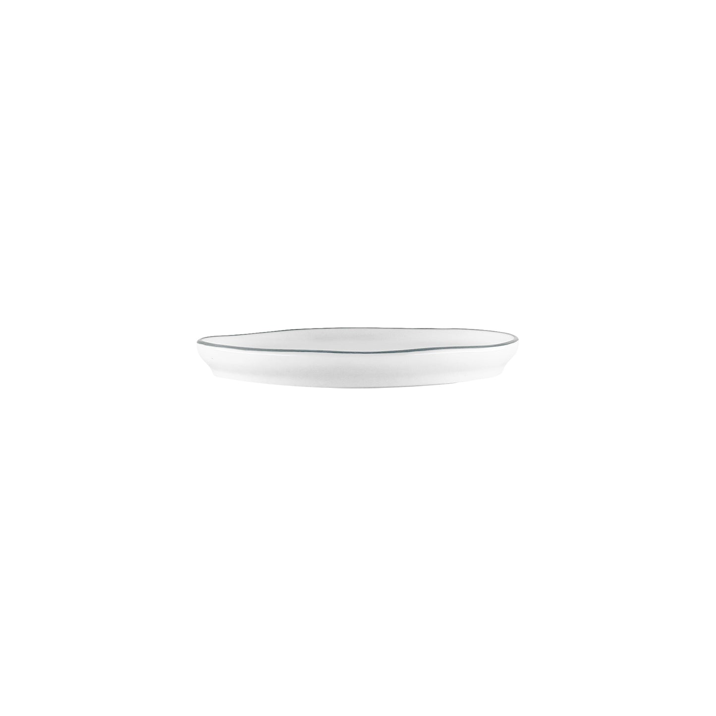 Abbesses Grey Rim Porcelain Tidbit Plate, Set of 4
