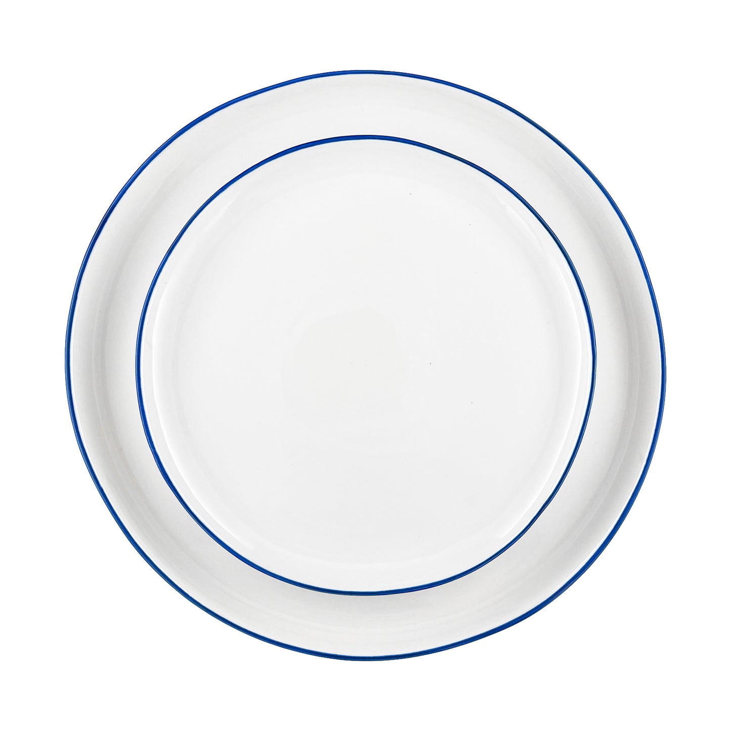 Abbesses Blue Rim Porcelain 4 Piece Dinnerware Set, Service For 1