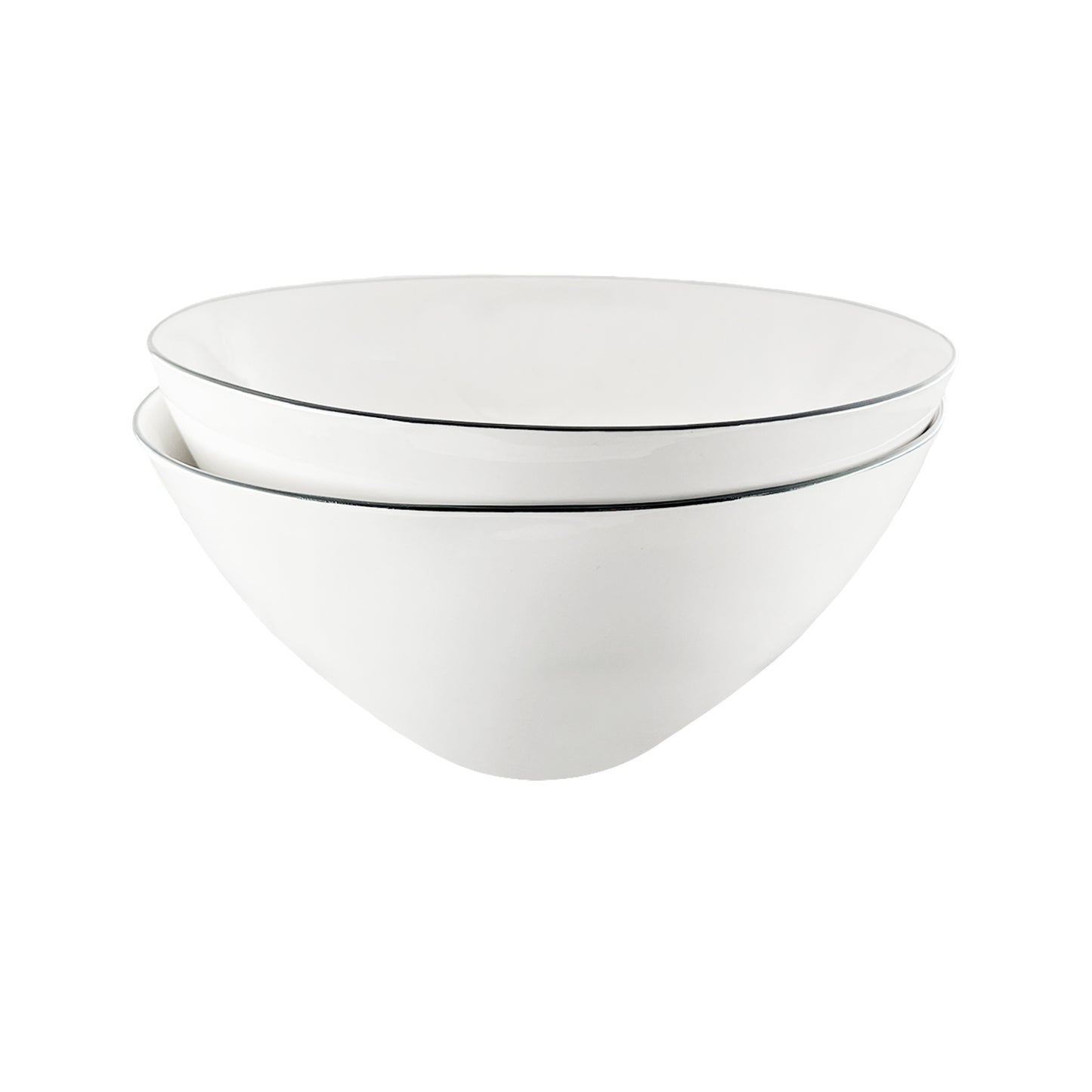 Abbesses Black Rim Porcelain Serving Bowl, Set of 2