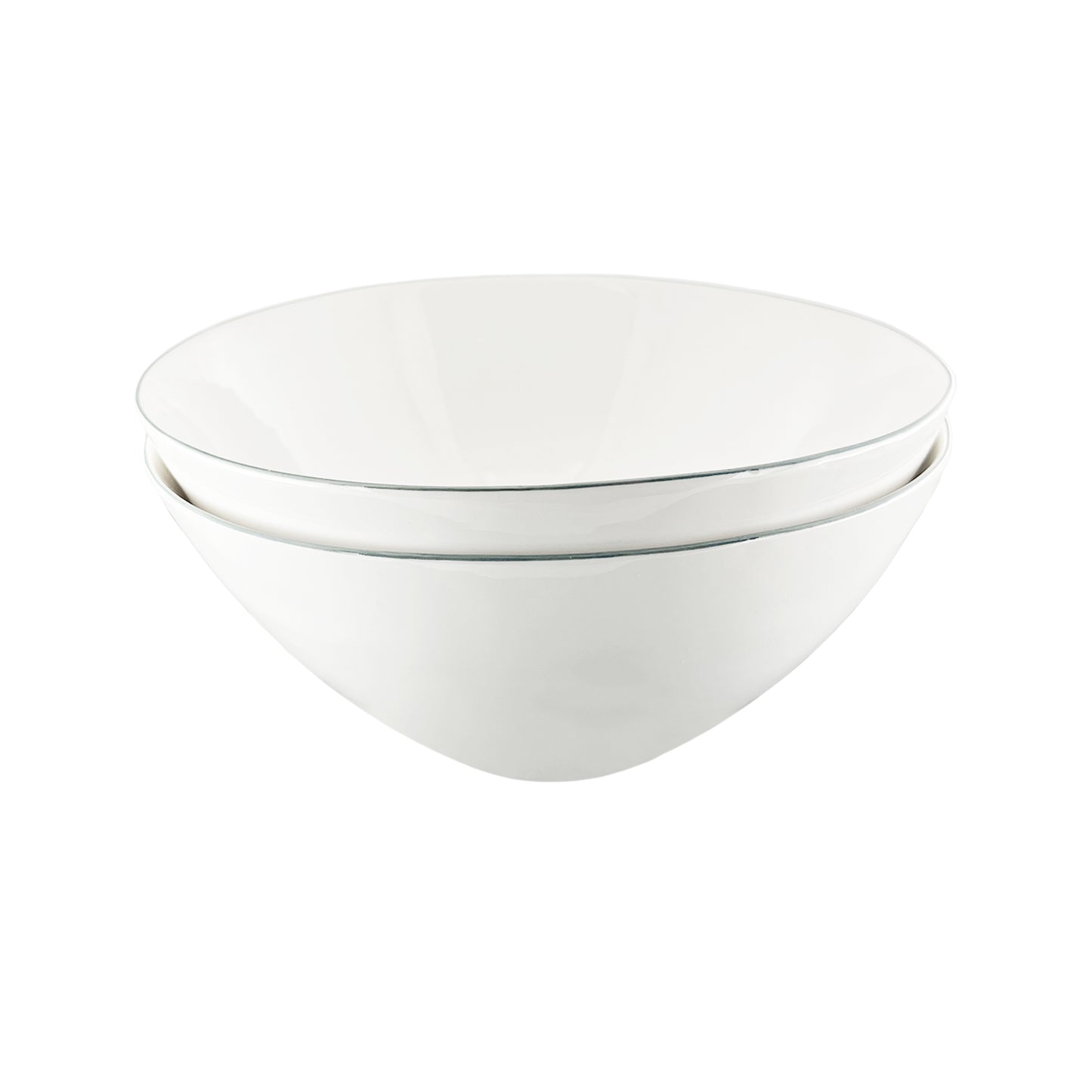Abbesses Grey Rim Porcelain Serving Bowl, Set of 2