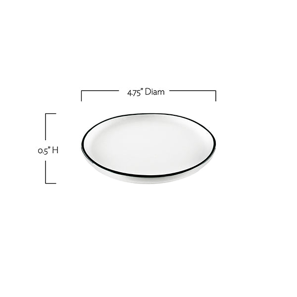 Abbesses Black Rim Porcelain Tidbit Plate, Set of 4