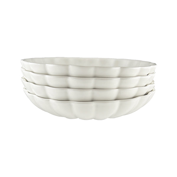 Lafayette Pearl White Stoneware Pasta Bowl, Set of 4