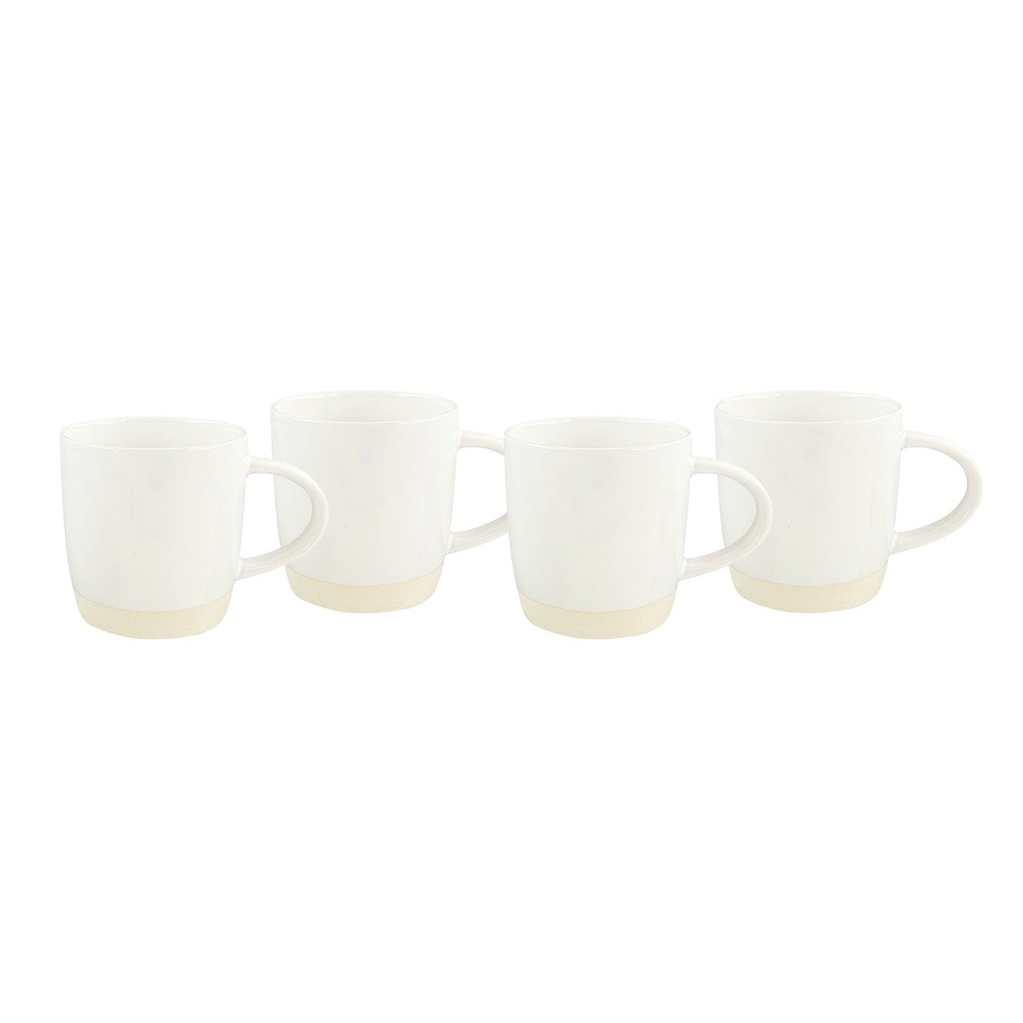 Shell Bisque White Porcelain Mug, Set of 4